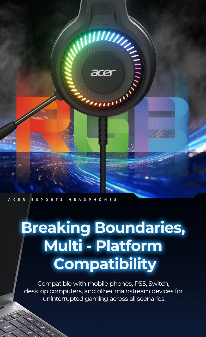 RGB kabelgebundene Gaming-Ohrhörer mit Mikrofon – Low-Latency-Surround-Sound-Gaming-Headset mit cooler RGB-Beleuchtung, Geräuschisolierung und komfortabler Passform