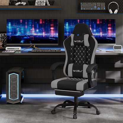 Sedia da ufficio girevole WOLTU con funzione massaggio, poltrona ergonomica con cuscino e poggiapiedi, sedia gaming regolabile in altezza