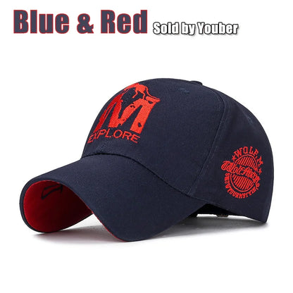 M letter Wolf Totem Embroidery Cotton Adjustable Baseball Cap Sun Hat Trucker Caps Dad Hats