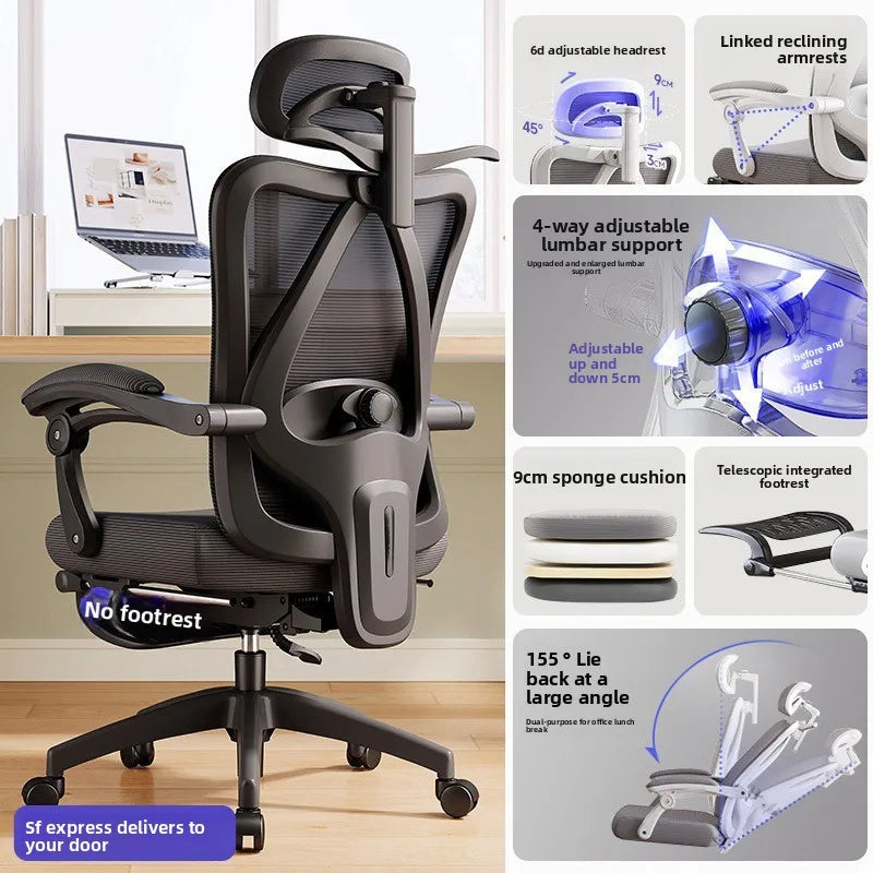 UVR Living Room Office Chair Household Ergonomic Design Armrest Backrest Stool Lift Adjustable Boss Chair Game Athletics Chair