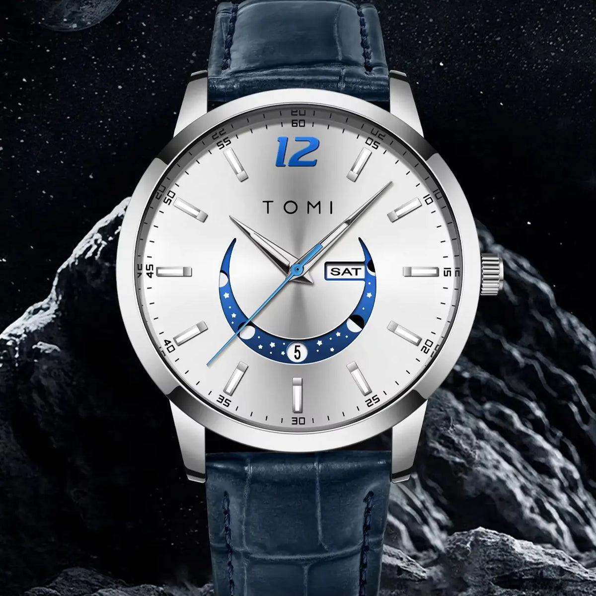 Reloj de cuarzo TOMI, de estilo elegante y profesional, con correa de piel, caja de aleación y esfera con agujas: diseño de alta gama, ideal como regalo para hombre.