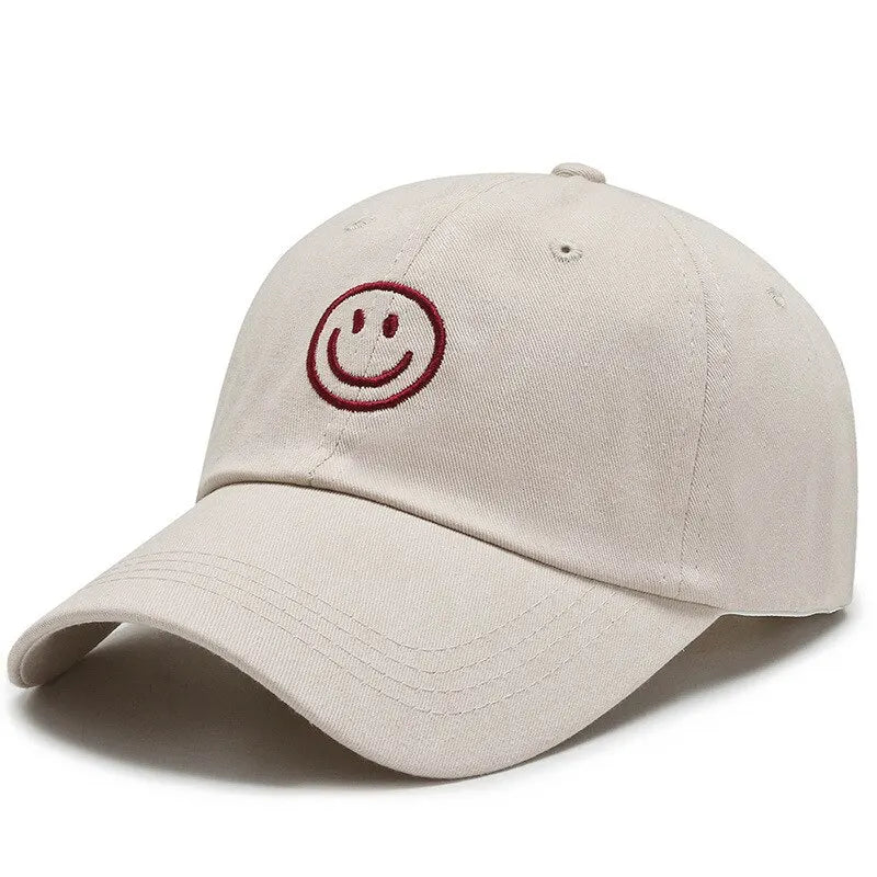 Four Seasons Cap, Polyester Cotton Embroidered Smiley, Lesbial Baseball Cap, Sunscreen Breathable Hat