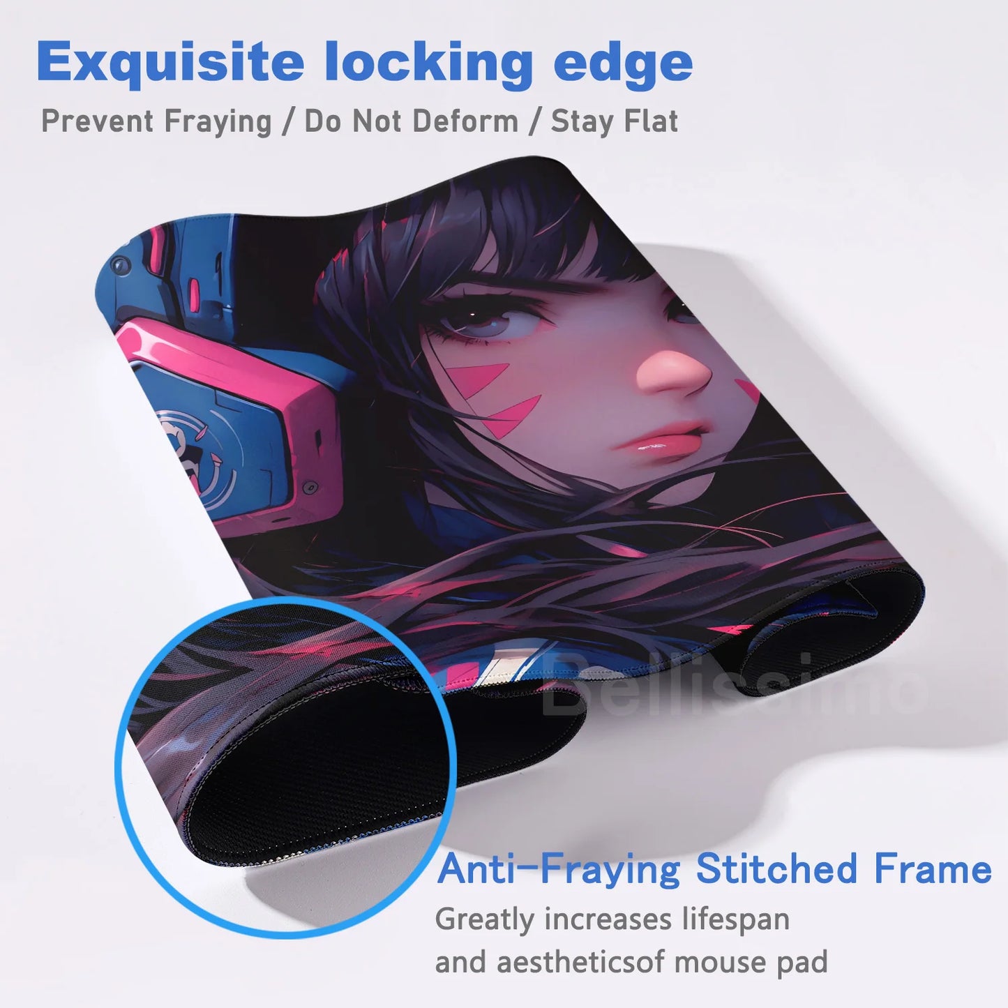 Acessórios Gaming O-Overwatch D-D.va Tapete de Rato Grande para Teclado e Rato, Deskmat XXL Estendido para PC, Tapete Gamer