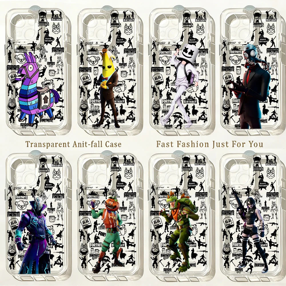Hot Game Fortnite Phone Case for iPhone 17e 17 16 16e 15 14 13 12 11 Mini Pro Max X XR XS Max 7 8 Air Plus Clear Back Cover