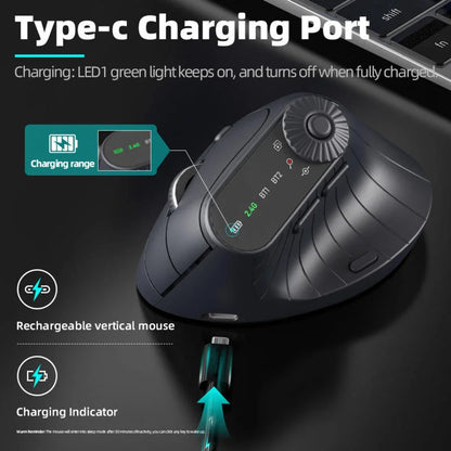 Mouse ergonomico wireless 2.4GHz BT RGB dual mode per laptop, desktop e ufficio, mouse verticale gaming wireless silenzioso
