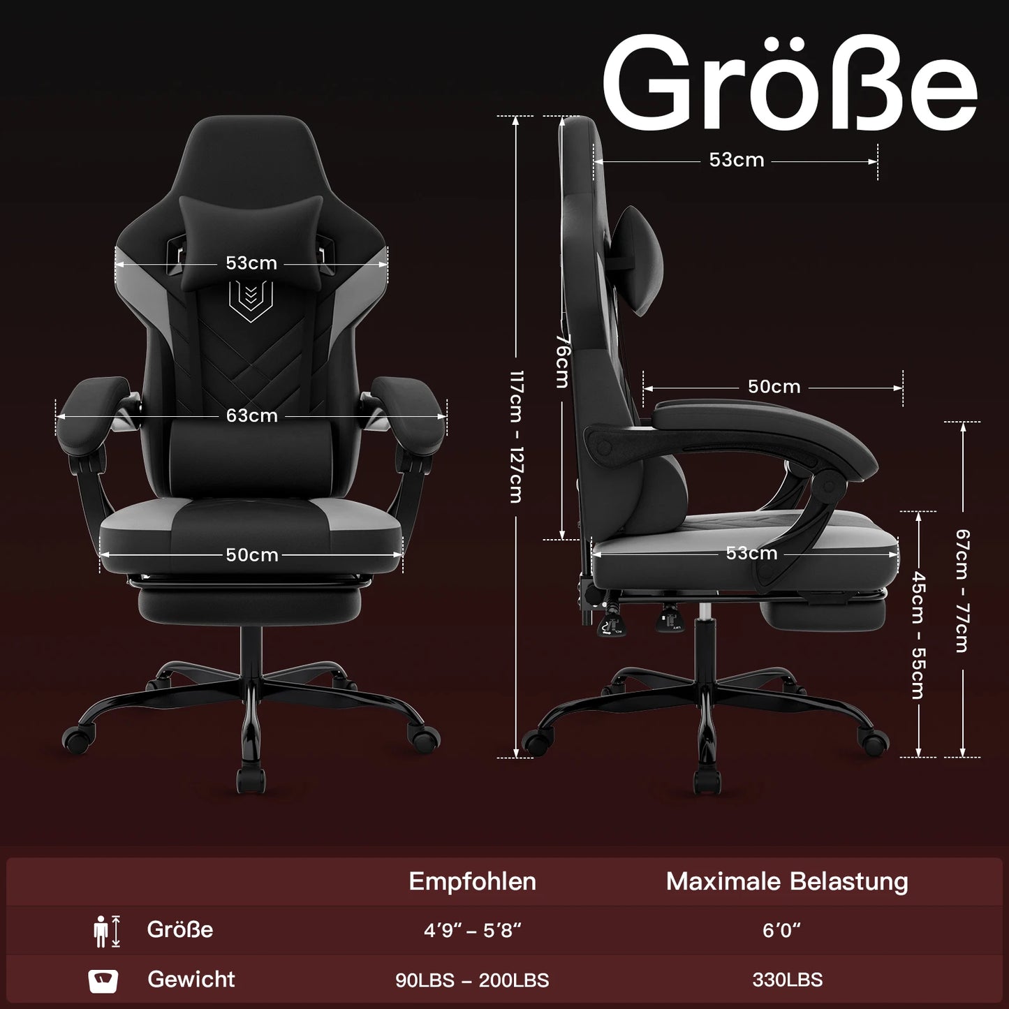 WOTSTA Gaming Chair, Ergonomic Office Chair, Racing Computer Chair, Height-Adjustable Computer Chair with Headrest