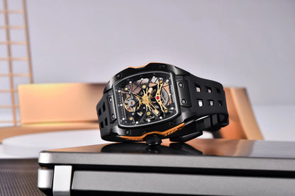 Novo Relógio de Pulso Masculino PAGANI DESIGN PDYS018 Automático Mecânico, Fashion Casual Skeleton, Safira e Aço Inoxidável