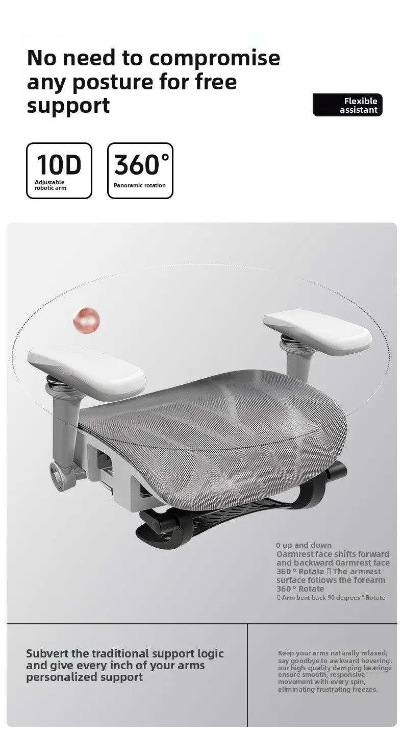 Sedia ergonomica minimalista portatile con braccioli 10D, sedia per computer, sedia da ufficio, sedia da studio e sedia gaming, resistente e durevole Gravity