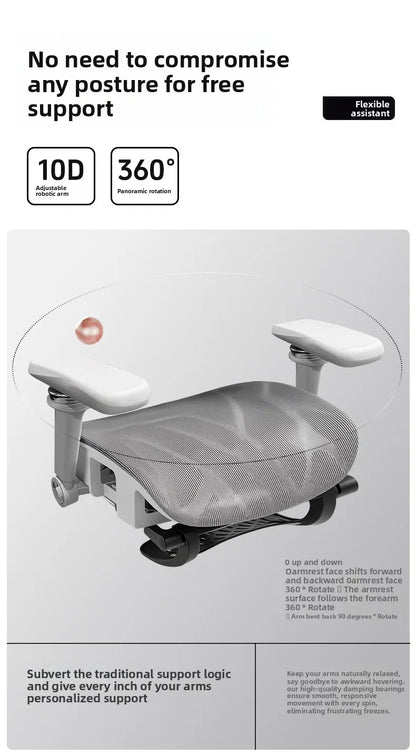Sedia ergonomica minimalista portatile con braccioli 10D, sedia per computer, sedia da ufficio, sedia da studio e sedia gaming, resistente e durevole Gravity