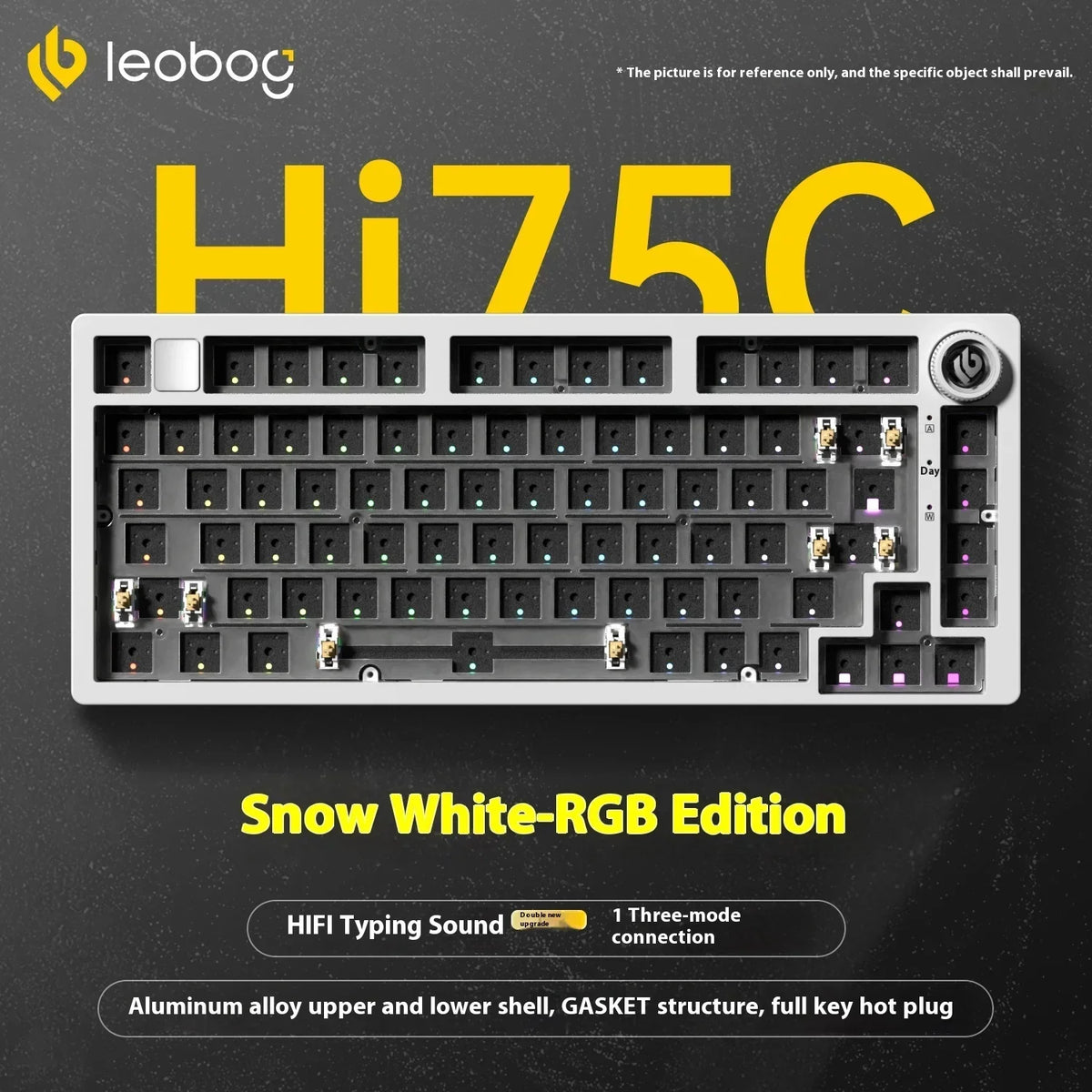 LEOBOG Hi75C Mechanical Keyboard 3Mode/Wired kit Hot Swap With Knob RGB Aluminium Alloy Gasket Hi75C Keyboard Kit PC Custom Gift