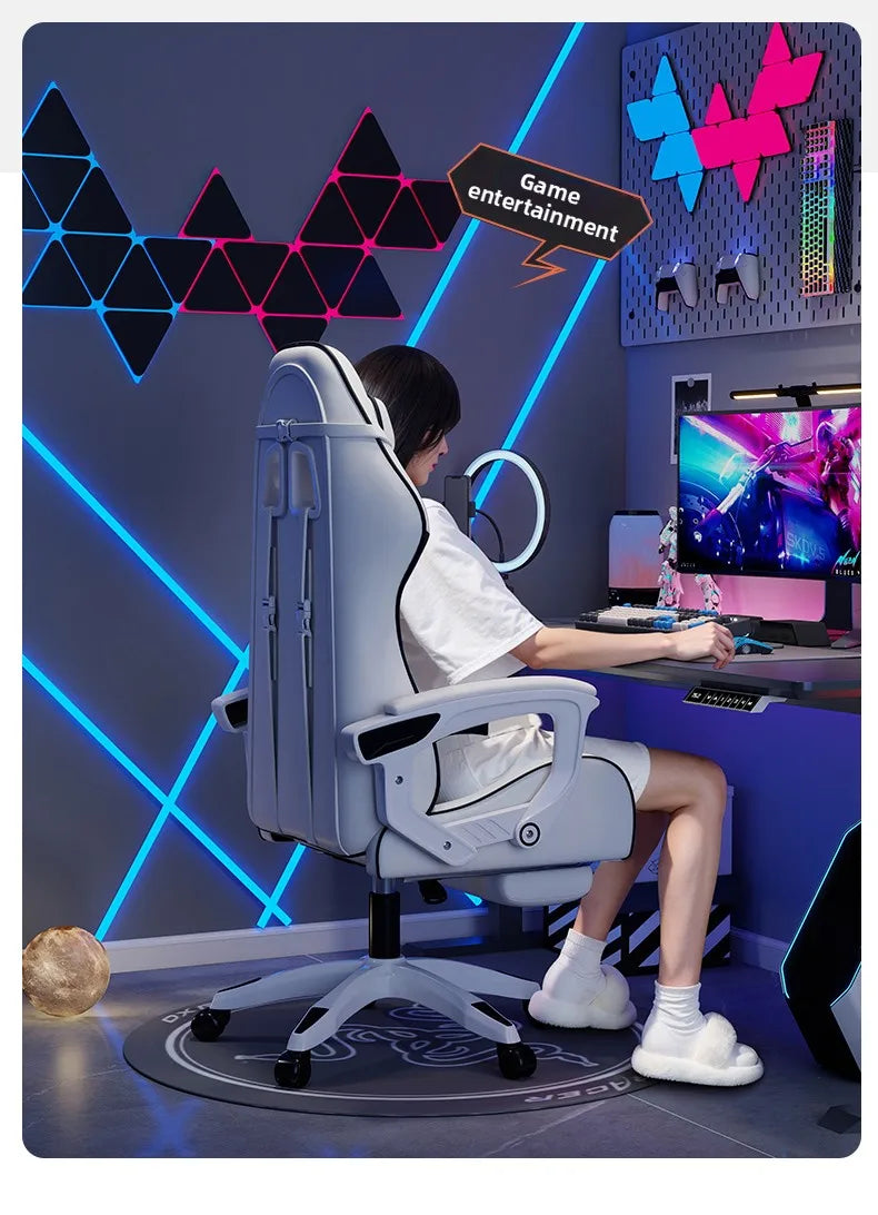 Férfi e-sport szék, kényelmes hosszan tartó üléshez, dönthető számítógépes szék pihenéshez, háttámla