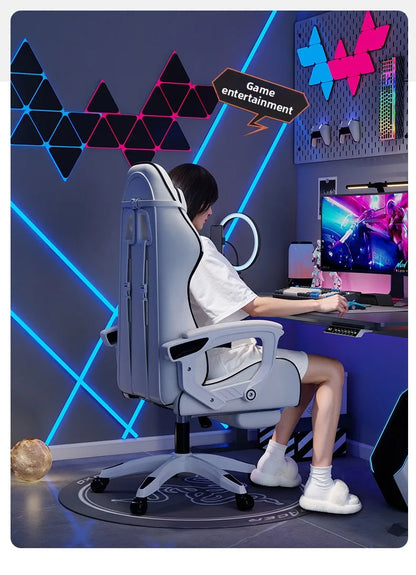 Férfi e-sport szék, kényelmes hosszan tartó üléshez, dönthető számítógépes szék pihenéshez, háttámla