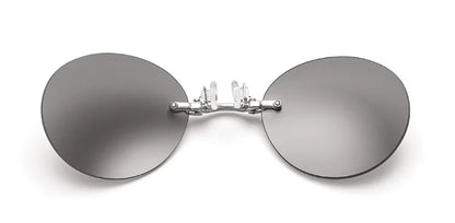New Round Rimless Sunglasses Men Matrix Morpheus Men's Classic Clamp Nose Glasses  Mini Frameless Brand Design Glasses UV400