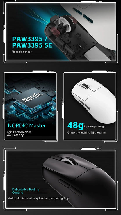 Rato Sem Fios VXE Dragonfly R1 Pro com Sensor Paw3395, Nordic 52840, 2khz, Smart Speed X, Baixa Latência, para Escritório, Gamer e PC Gaming