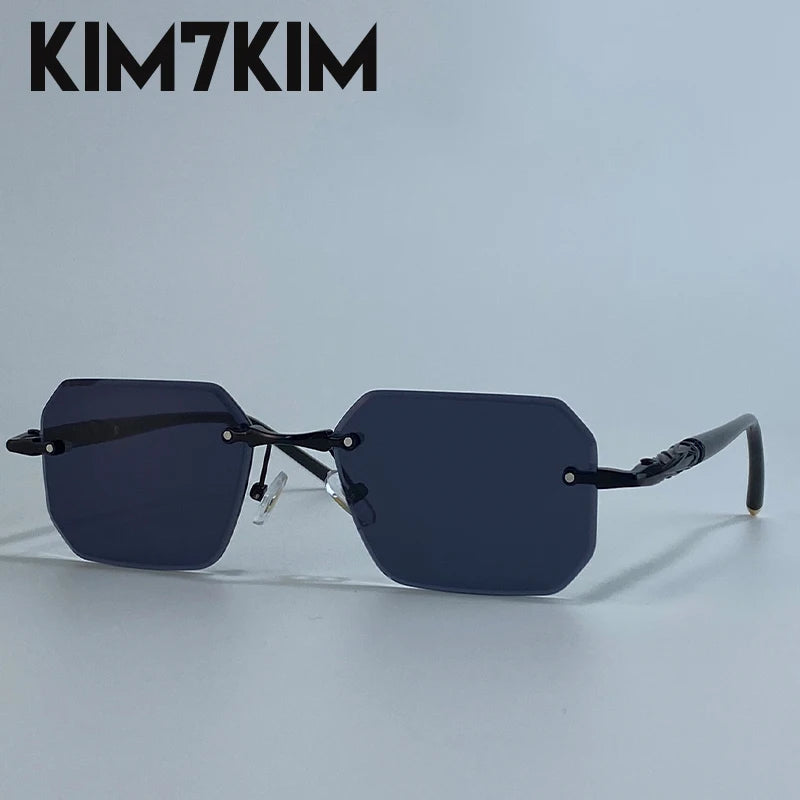 Square Rimless Punk Sunglasses Men 2026 Luxury Brand  Polygon Frameless Sun Glasses For Male Steampunk Driving Eyewear Shades