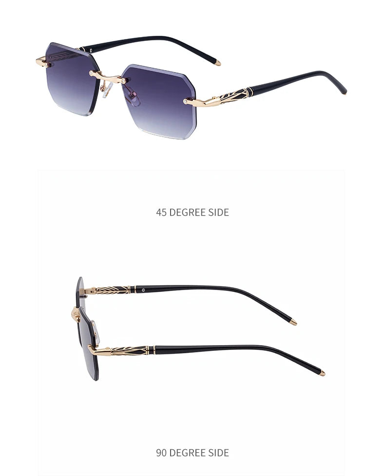Square Rimless Punk Sunglasses Men 2026 Luxury Brand  Polygon Frameless Sun Glasses For Male Steampunk Driving Eyewear Shades