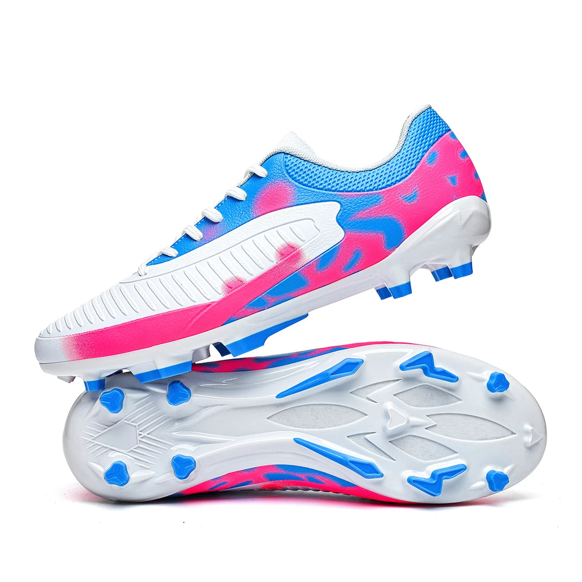 Chaussures de football AG/FG spécifiques à l'entraînement, tige en PU respirante, semelle en TPU résistante à l'abrasion, motif de crampons optimisé pour une agilité accrue