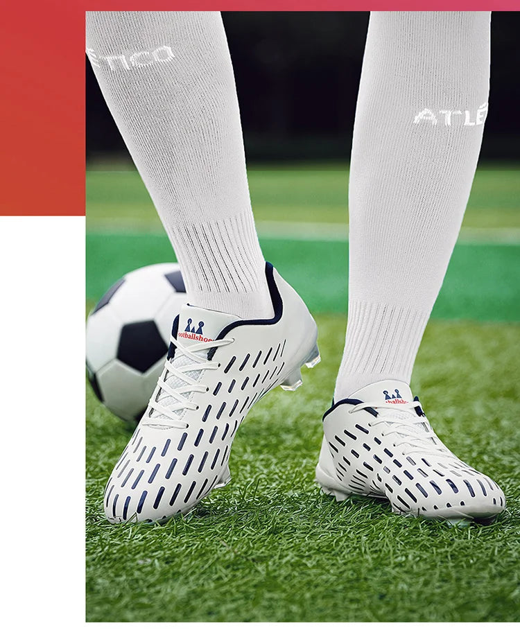 Chaussures de football en cuir pour enfants, baskets montantes pour garçons et filles, chaussures d'entraînement de football pour hommes, nouveau