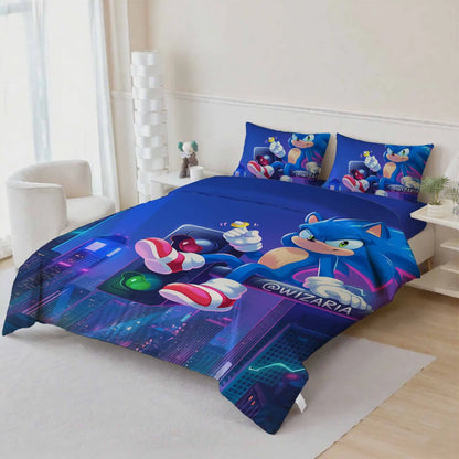 Cute Sonics Boy Bedding Set Digital Cartoon Sonics Duvet Cover Comforter Bed Youth Kids Girl Boys Gift