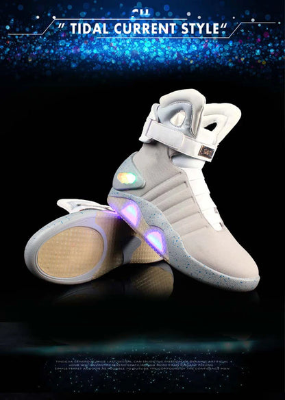 Men Remote Control LED Mag Shoes Fashion Light-Up Sneakers Air Shoes USB Rechargeable Shoes Back To The Future Boots 1989