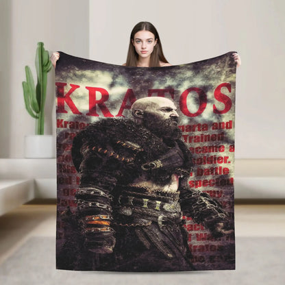 God of War Game Gamers Kratos Blanket  Decorative Flannel Bedding Throws For Couch Chair Sofa Bed Soft Bedspread Gift Idea