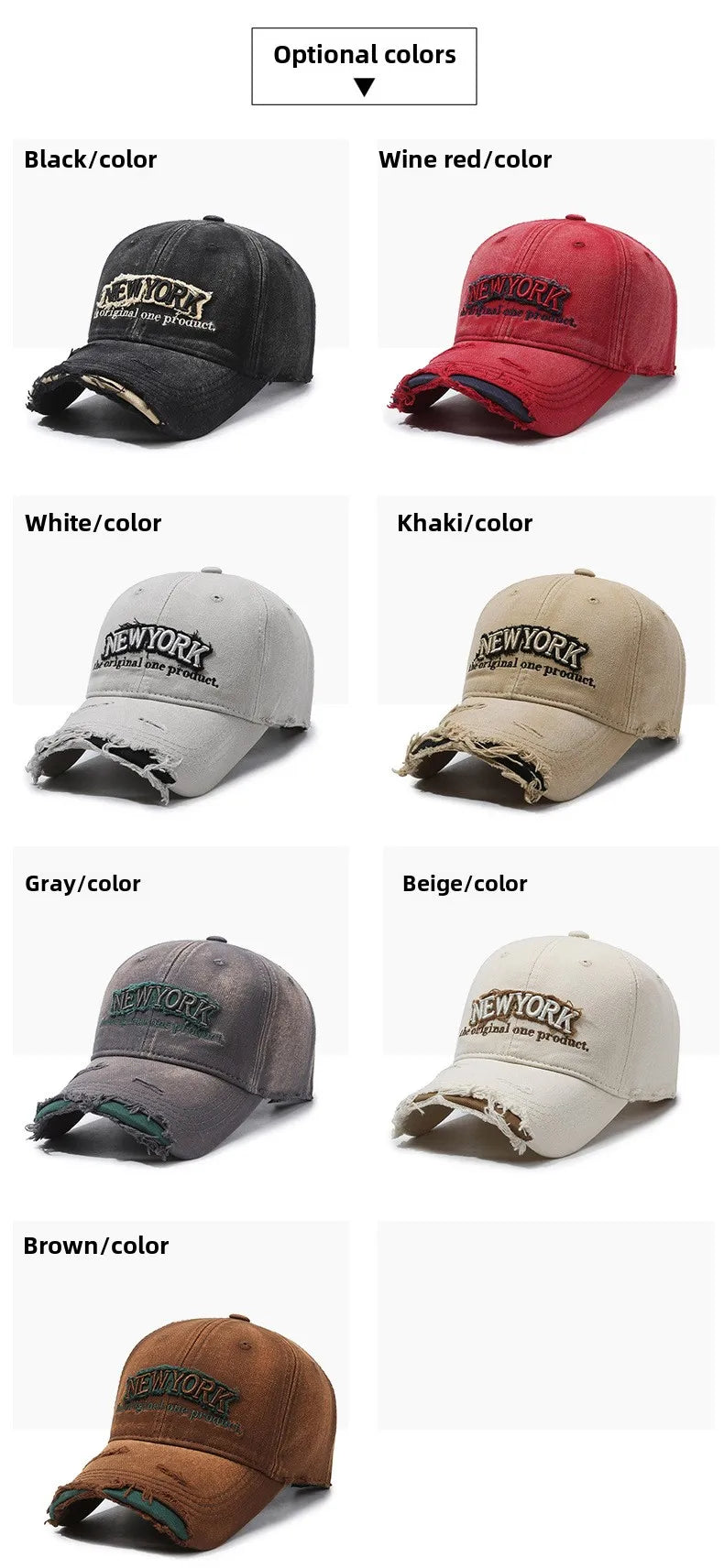 Vintage Old Hole Embroidery Letters Cowboy Baseball Cotton Soft Top Men's and Women's Spring and Summer Casual 56-60cm Sun Hat
