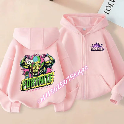 Neue Fortnite-Kapuzenjacke für Kinder im Herbst, mit Cartoon-Spielcharakter-Print, Reißverschluss, Winterjacke für Jungen