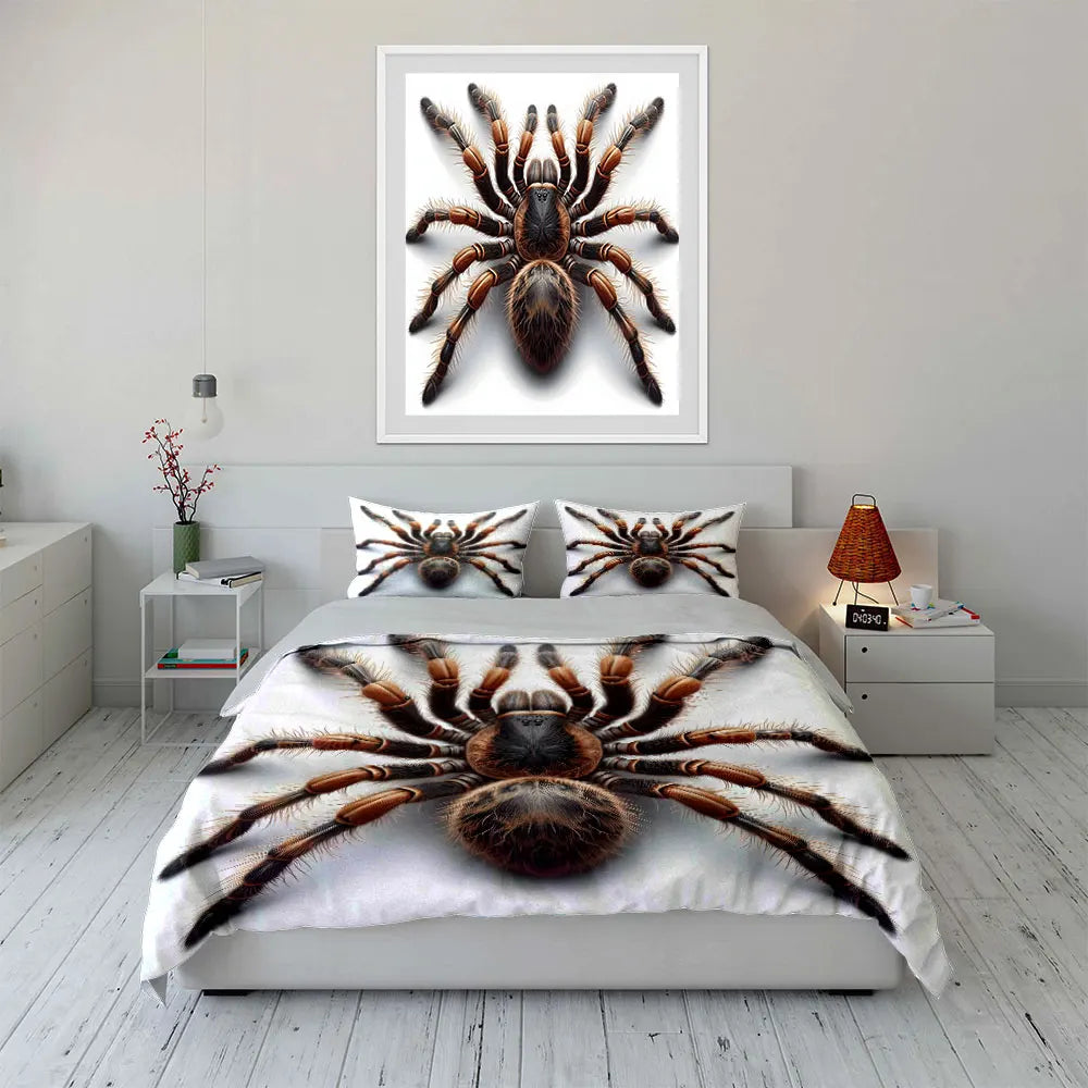 3D Furry Spider Close-up Pattern Duvet Cover Set Digital Print Colorful Polyester Bedding with Zipper Closure for Kids Gifts