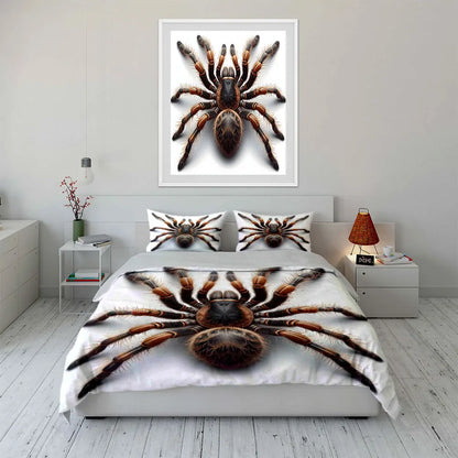 3D Furry Spider Close-up Pattern Duvet Cover Set Digital Print Colorful Polyester Bedding with Zipper Closure for Kids Gifts