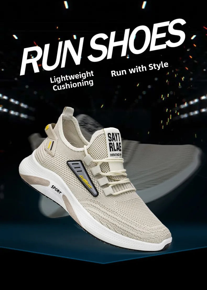 Hot Sale Of The Season New Men's Running Shoes Breathable Lightweight Knitted Lace-Up Sports Sneakers Fashionable Korean Styl...