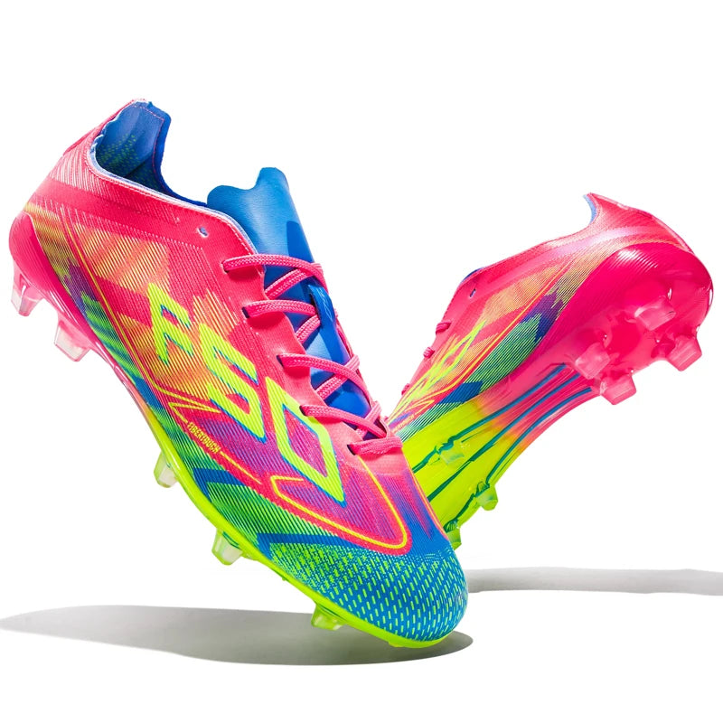 NOUVEAU Chaussures de football roses pour hommes, à enfiler, antidérapantes, crampons de football pour garçons, chaussures d'entraînement TF/FG, Chuteira Campo 35-45