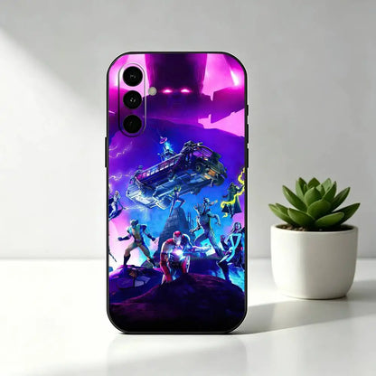 Custodia per telefono R-Royales F-Fortnites Gaming in silicone morbido nero per Samsung Galaxy A73, A72, A71, A70, A53, A52, A51