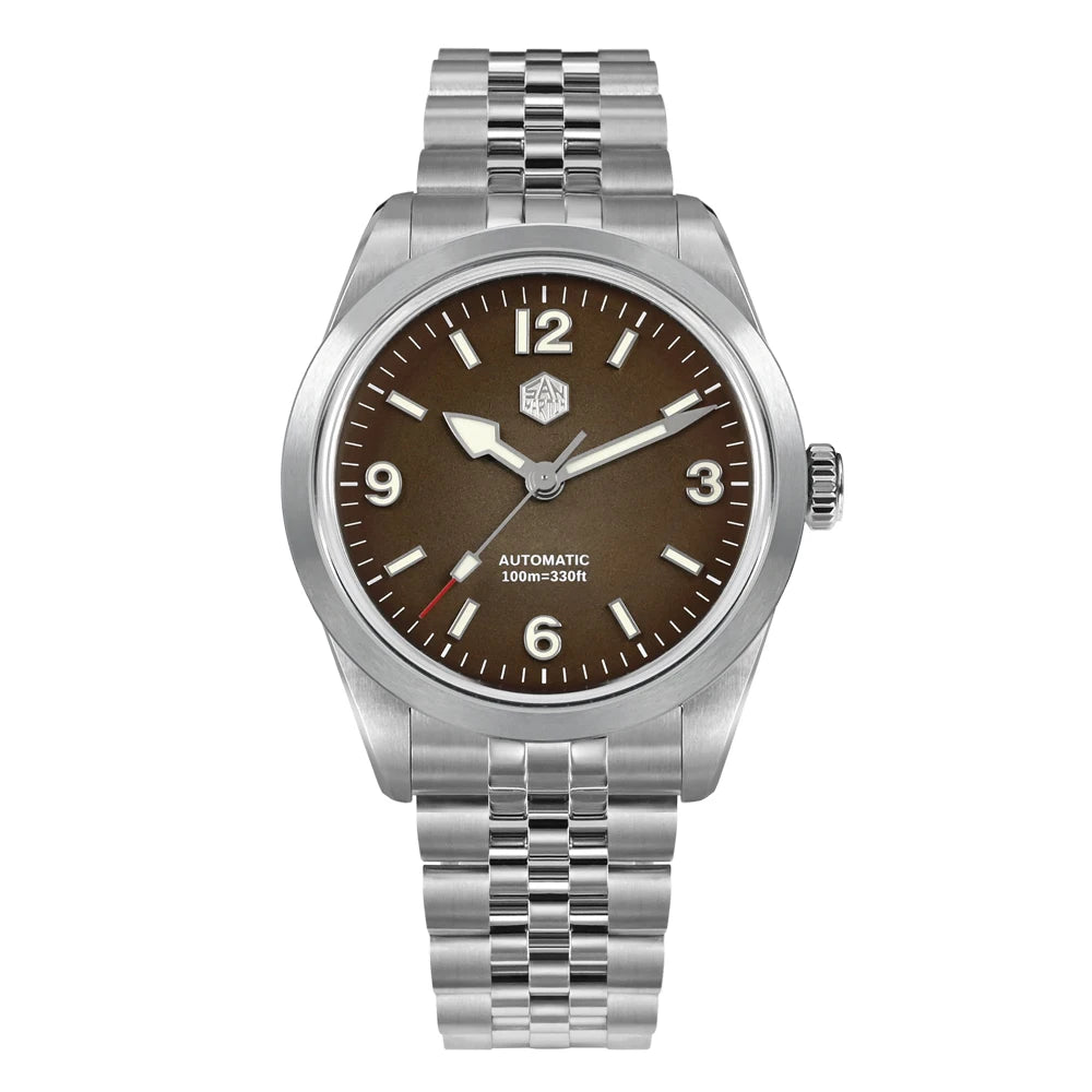 San Martin 38mm Men's Sport Watch Fashion Luxury Explore Climbing Automatic Mechanical Sapphire Waterproof 5 Links Bracelet BGW-9