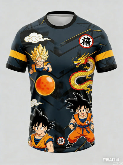 2026 Summer Dragon Ball 3D Printed Men's T-shirt Breathable, Fast Drying, Moisture Wicking, Casual Sports Short Sleeve T-shirt