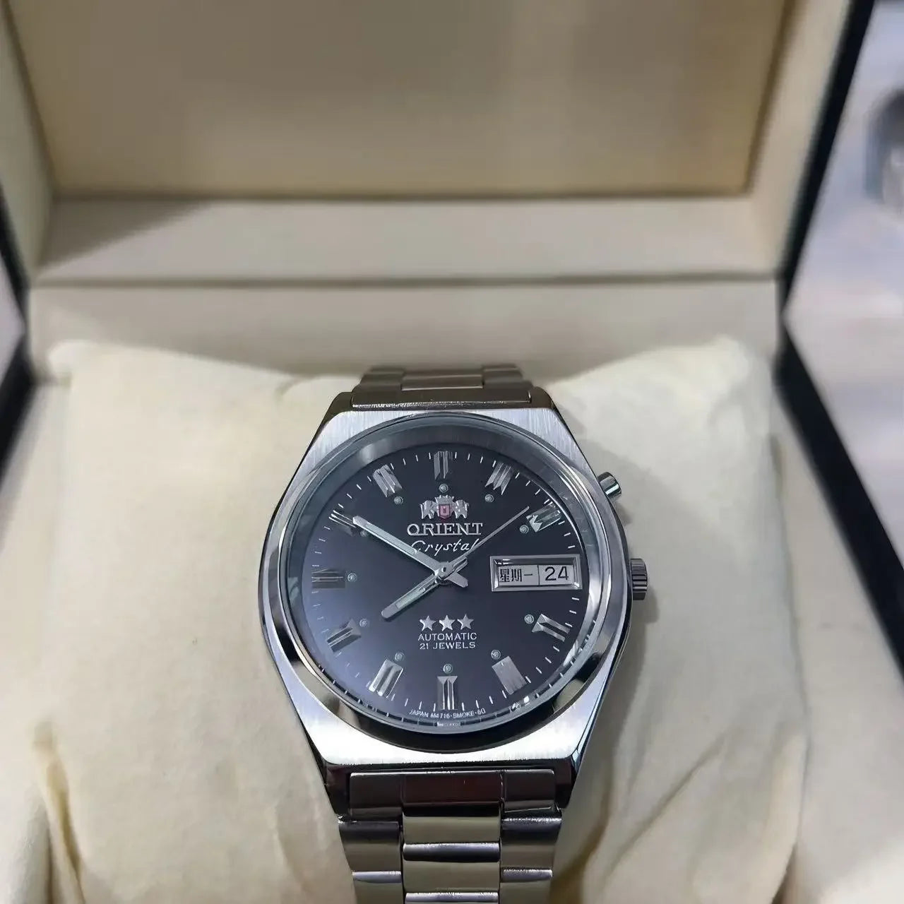 Unisex Orient Mechanical Watch Steel Strap Folding Clasp Full Function World Time Watch Series 35MM