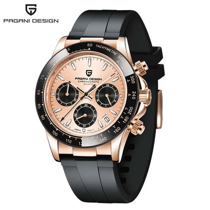 PAGANI DESIGN V2 40MM Herrenuhr mit Meteorit-Zifferblatt, Quarzwerk, Saphirglas, Retro-Chronograph, wasserdichte Uhr für Herren
