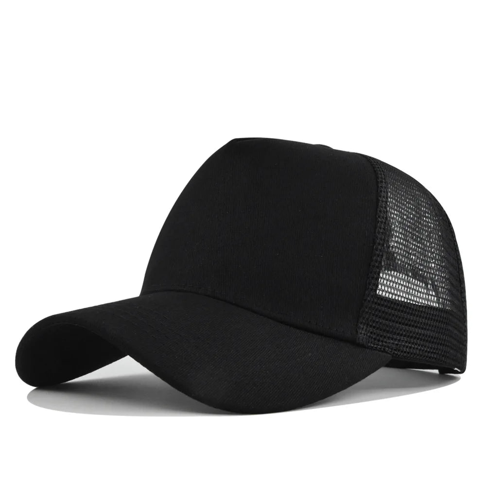 Customized Logo Hard Top 5 Panels Mesh Baseball Cap For Men Women Advertising Cap Breathable Sun Hat Solid Color Visor Gorra