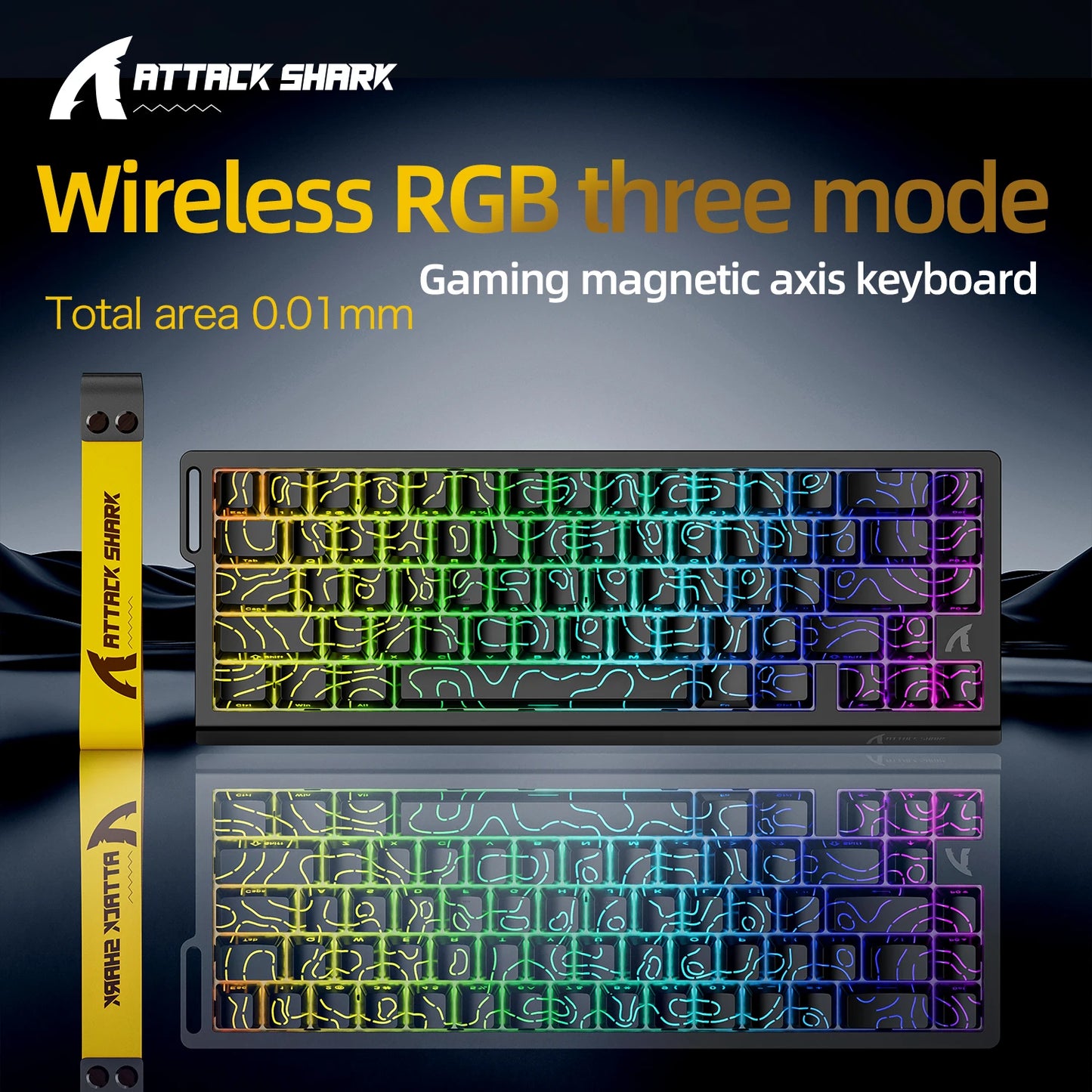 X68HE ATTACK SHARK Magnetic Gaming Keyboard Mechanical Wired for Pro Gaming 0.01mm Rapid Trigger 8000Hz SOCD/Rs 0.125ms 128K Rate