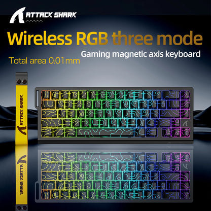 X68HE ATTACK SHARK Magnetic Gaming Keyboard Mechanical Wired for Pro Gaming 0.01mm Rapid Trigger 8000Hz SOCD/Rs 0.125ms 128K Rate