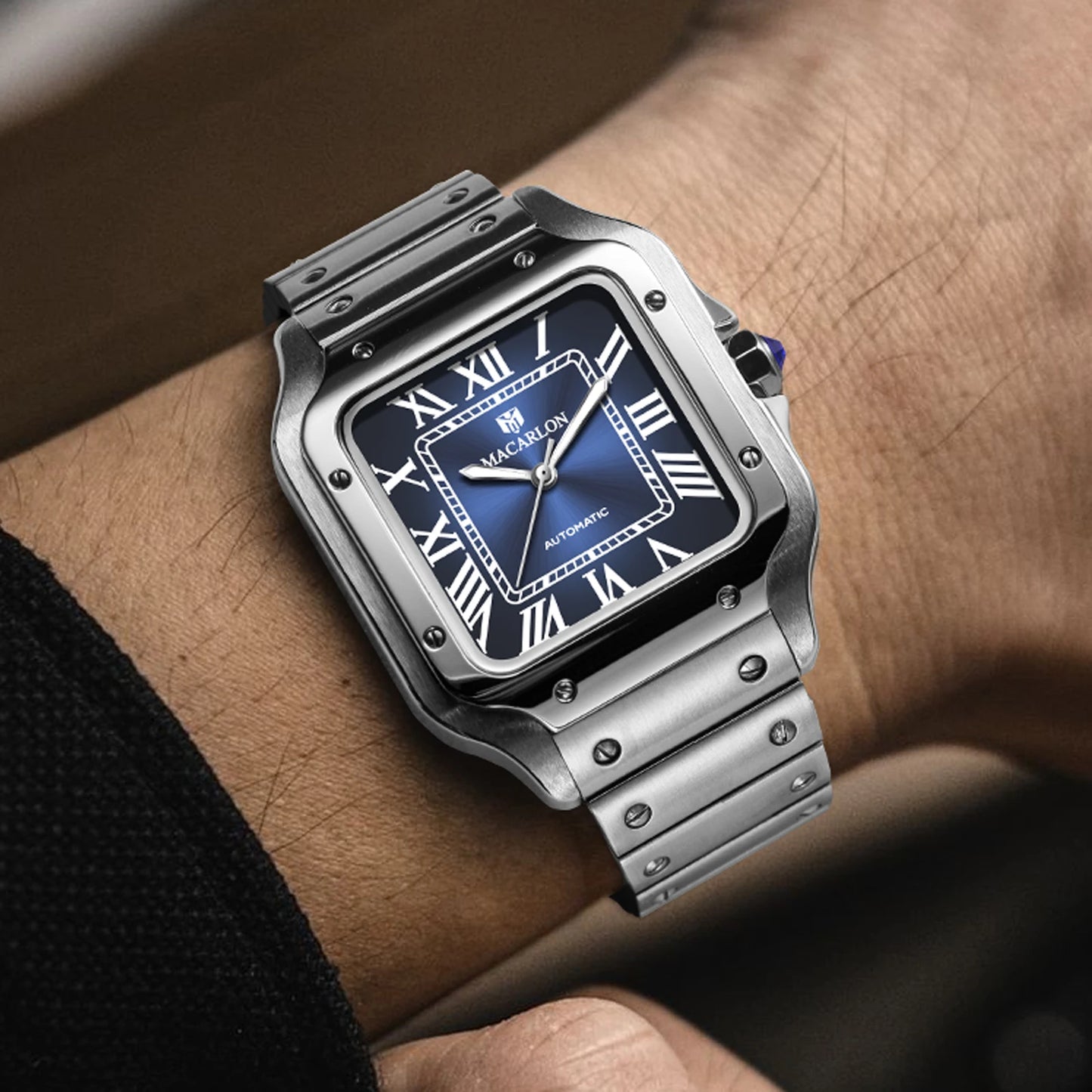 2026 New MACARLON Design 38mm Mechanical Watch Men's Sapphire Glass Luminous Stainless Steel Waterproof China NH35 Automatic Watch