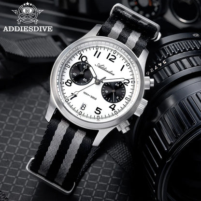 ADDIESDIVE 2025 Nuovi orologi da uomo Panda Eye, orologio al quarzo VK64 rétro di lusso per uomo, cronografo sportivo, impermeabile 100M, luminoso