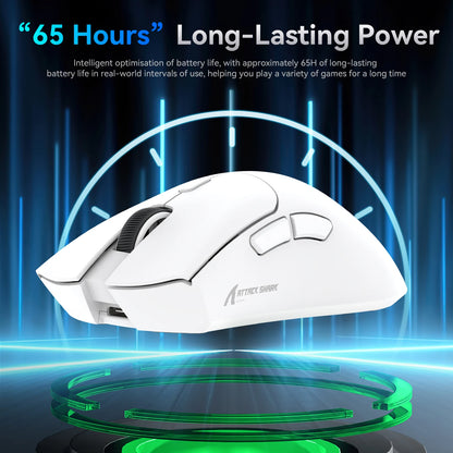ATTACK SHARK R1 Tri-Mode-Gaming-Maus, PixArt PAW3311 Sensor, 18000 DPI, 1000hz, 59g ultraleicht für große Hände, für PC/Mac