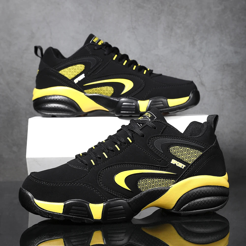 Sneakers da uomo taglie forti con color block di tendenza, comode, antiscivolo, con lacci, scarpe casual resistenti per attività outdoor maschili
