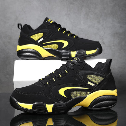 Sneakers da uomo taglie forti con color block di tendenza, comode, antiscivolo, con lacci, scarpe casual resistenti per attività outdoor maschili