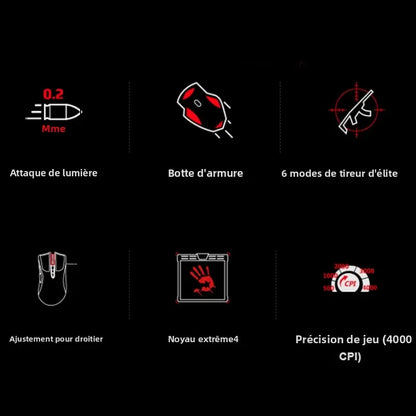 A4TECH Bloody A91 Gaming Mouse 4000 DPI Wired RGB Gaming Mouse, 8 Programmable Buttons, 1000Hz Polling Rate, Drag Click Gaming Mouse