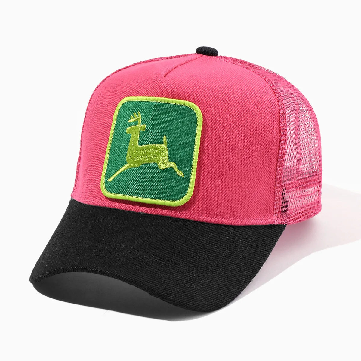 Elk Embroidery Duckbill Cap for Women, Sun Protection Wide Brim Baseball Cap, Adjustable Mesh Cap, Export Ready Stock Hat