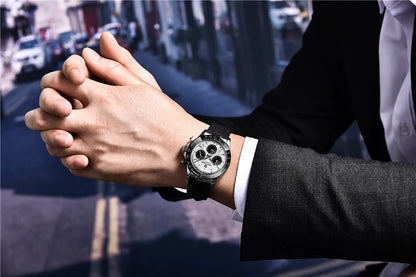 PAGANI DESIGN V2 40MM Herrenuhr mit Meteorit-Zifferblatt, Quarzwerk, Saphirglas, Retro-Chronograph, wasserdichte Uhr für Herren