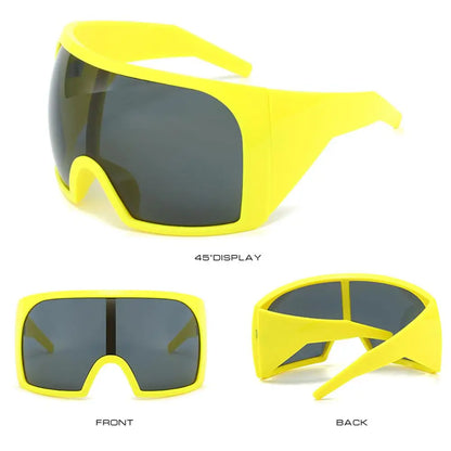 Futuristic Wrap Around Sunglasses Rave Curved Lens UV400 Protection 2000'S Eyewear Oversized Y2K Sun Glasses for Women & Men