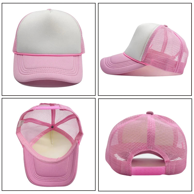 5 panel Trucker Caps Men Women Plain Blank Foam Mesh Baseball Cap With Rope Summer Breathable Outdoor Sport Sun Visor Hats