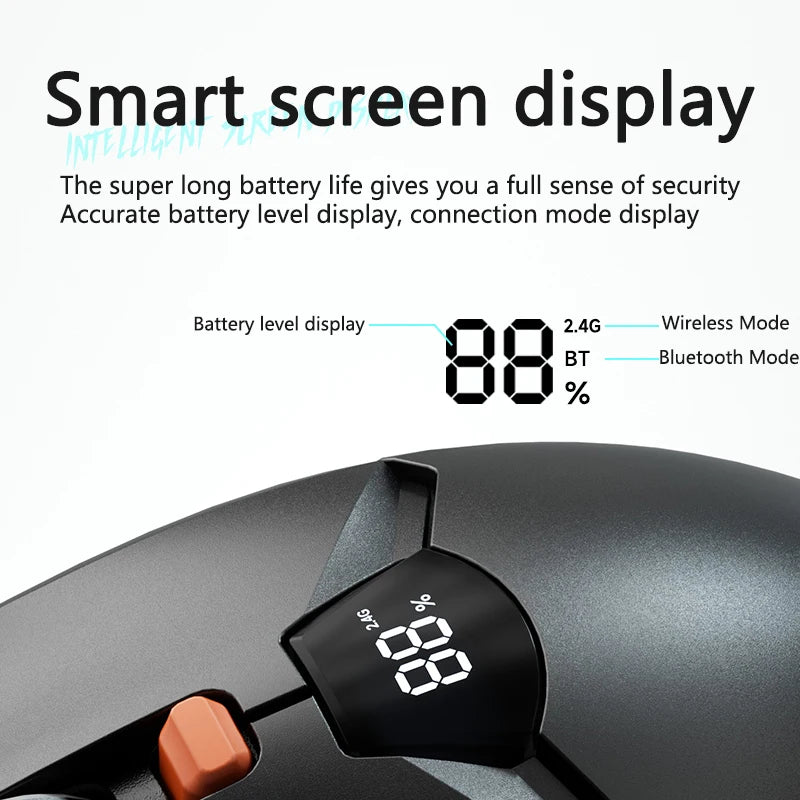 Rato Gaming Sem Fios Warvank SX01 com Ecrã Inteligente, Ajuste DPI de 6 Velocidades, Bateria Recarregável de 600mAh e Bluetooth Silencioso para Escritório